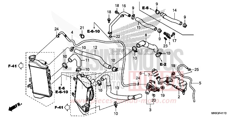 KUEHLERSCHLAUCH/WASSERROHR von Africa Twin CANDY CHROMOSPHERE RED (R381) von 2018